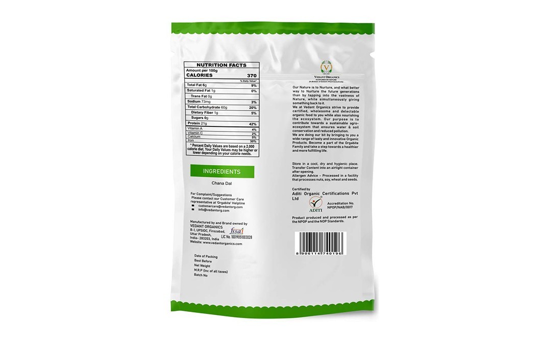 Orgabite Organic Chana Dal    Pack  1 kilogram
